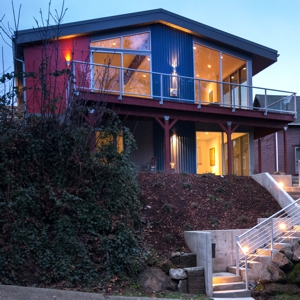 Seattle Residential Remodel by Architect Kenneth M. Williams - Exterior Lighting Front