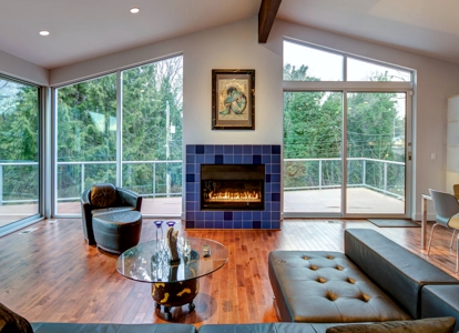 Seattle Residential Remodel by Architect Kenneth M. Williams - Living Room Fireplace